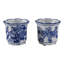 Contenants de rangement en grès cérame à motif floral et scénique traditionnel Glam Decor pour la maison ou le bureau, ensemble de 2 à 4 po - bleu et blanc