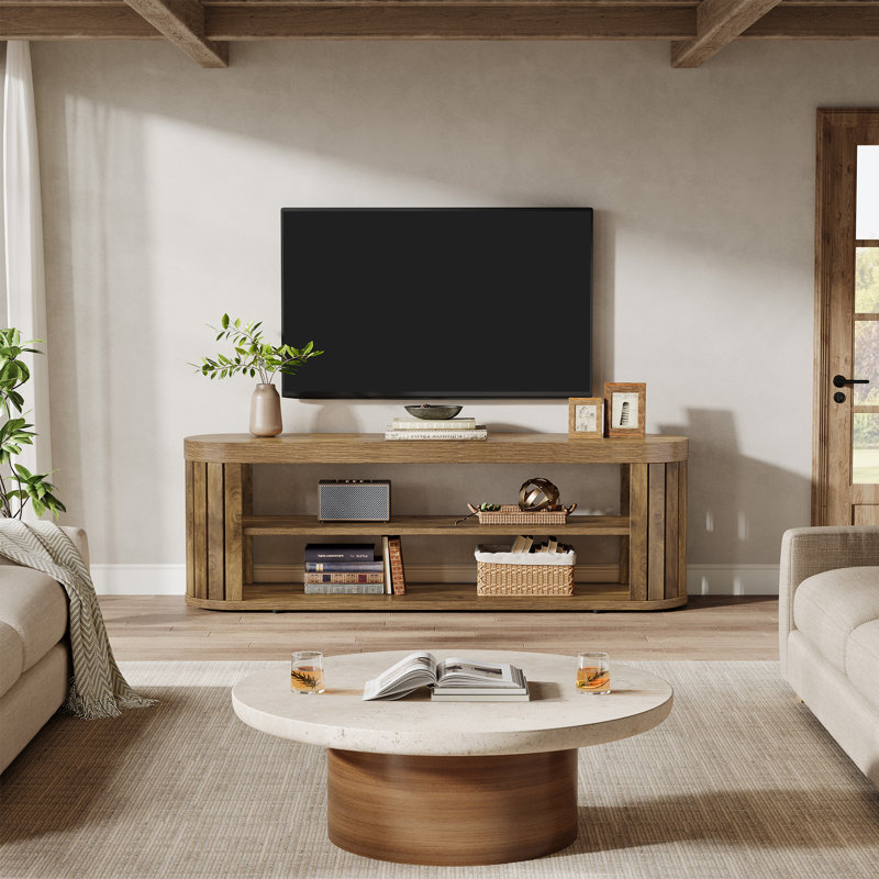 Meuble télé 2 niveaux 47,2 pouces, Light Brown