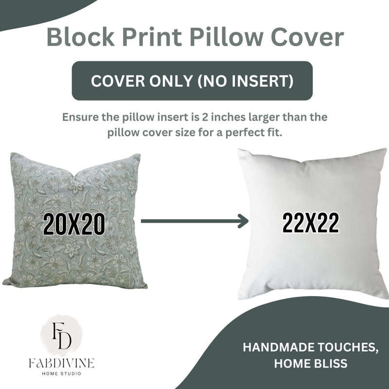 Coussin décoratif avec housse de coussin à imprimé de blocs Fab Fabine - Jrul, Rectangle H 12 po x l 20 po