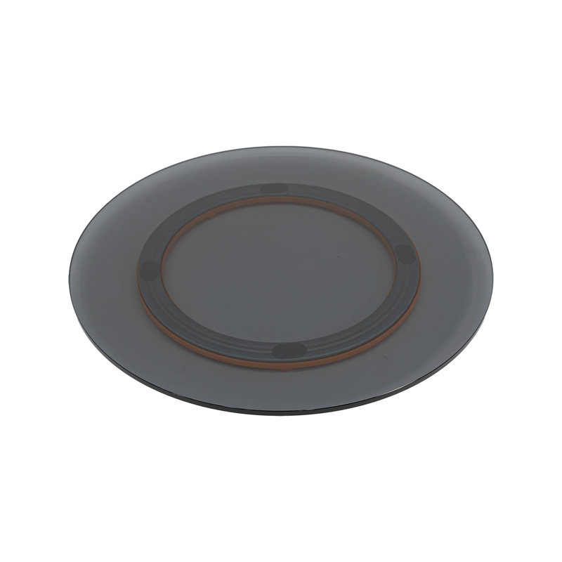Plateau tournant sandwich en verre trempé, H 0,47 po x l 23,62 po x P 23,62 po, Gris