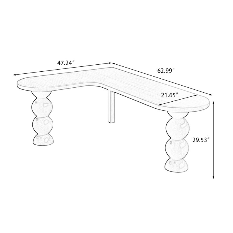 Bureau brun en bois massif en forme de L, H 29,53 po x l 62,99 po x P 47,24 po, Retour à gauche