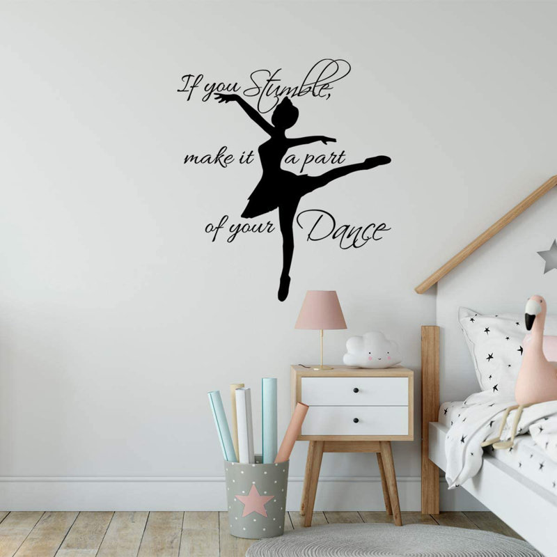 Décalcomanie murale «If you stumble Make it a part of your Dance Studio», H 20 po x l 17 po, Noir