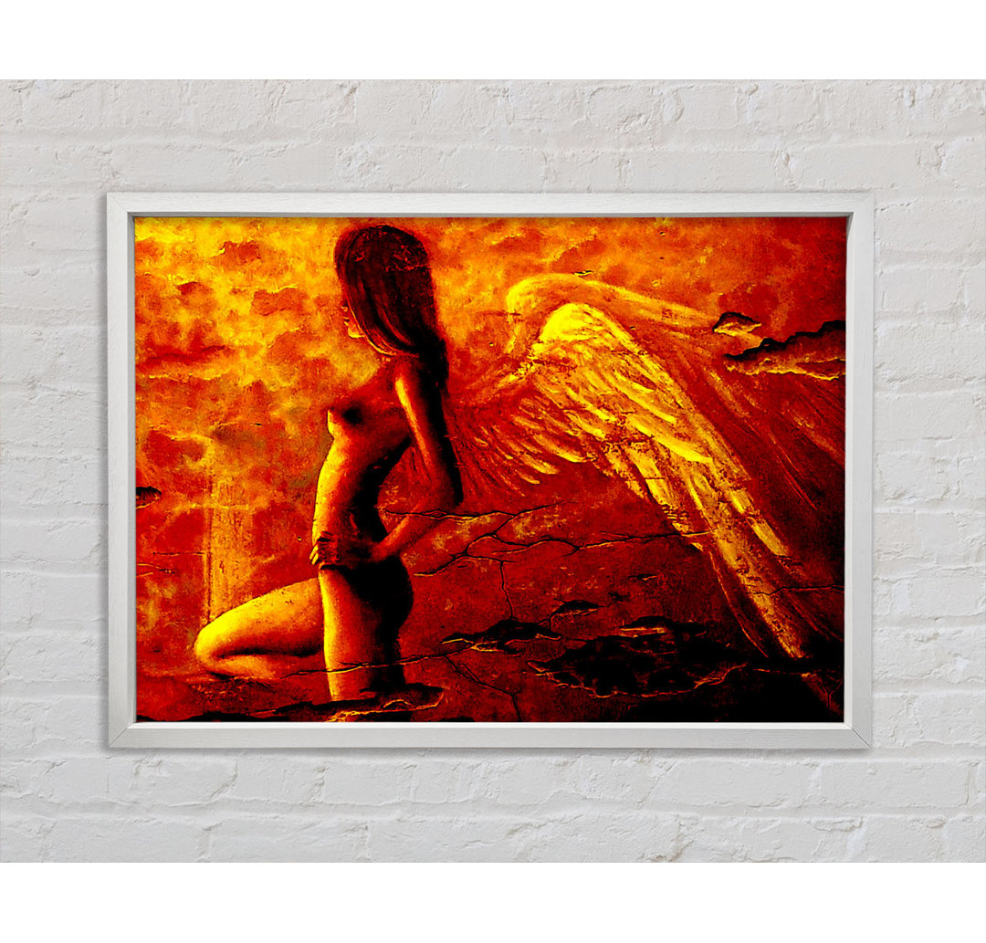 Orange Winged Angel - Einzelner Bilderrahmen Kunstdrucke auf Leinwand