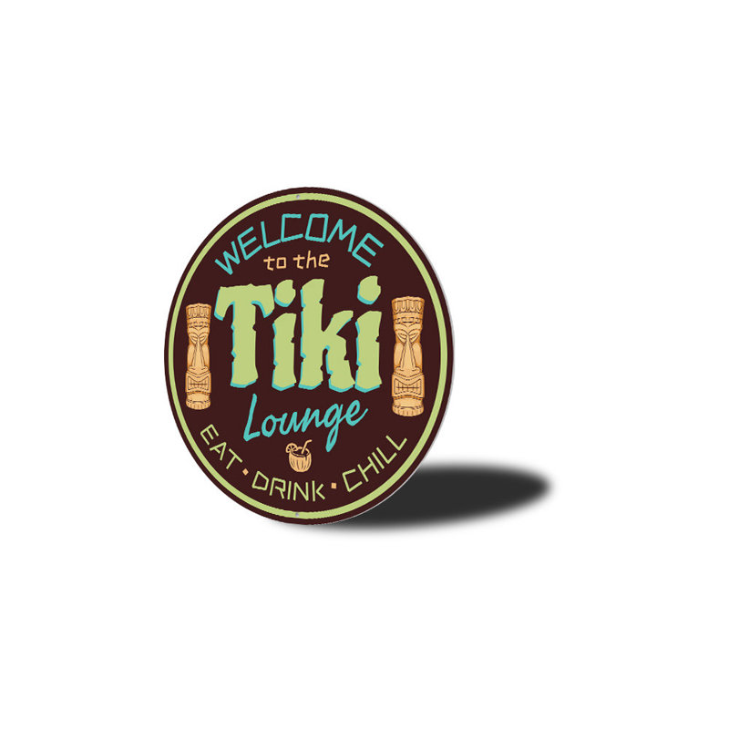 Plaque en aluminium Welcome Tiki Lounge, H 12 po x l 12 po x P 0,04 po