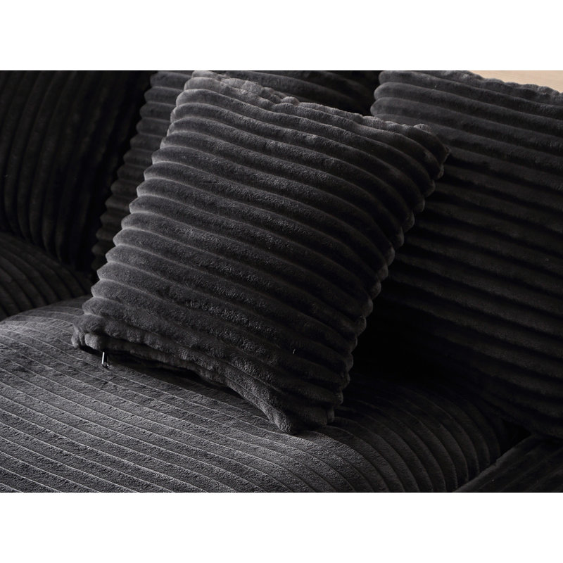 Upholstered Chaise Lounge, Velours côtelé noir