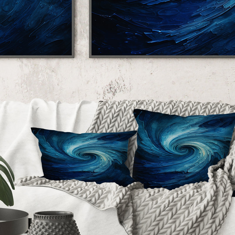 Coussin Blue Swirl Wave Spiral I - Abstract Spirals