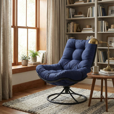 Chaise d'appoint pivotante avec coussin épais et moelleux, chaise de salon 