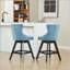 Tabouret de bar pivotant en velours - Pieds en bois avec capitonnage à boutons et garniture cloutée (bleu clair)-1369082875