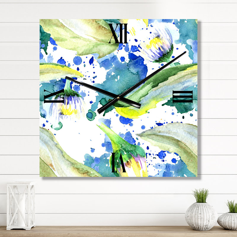Daisy Flowers Aquarelle Impression I - Horloge murale traditionnelle, Petit