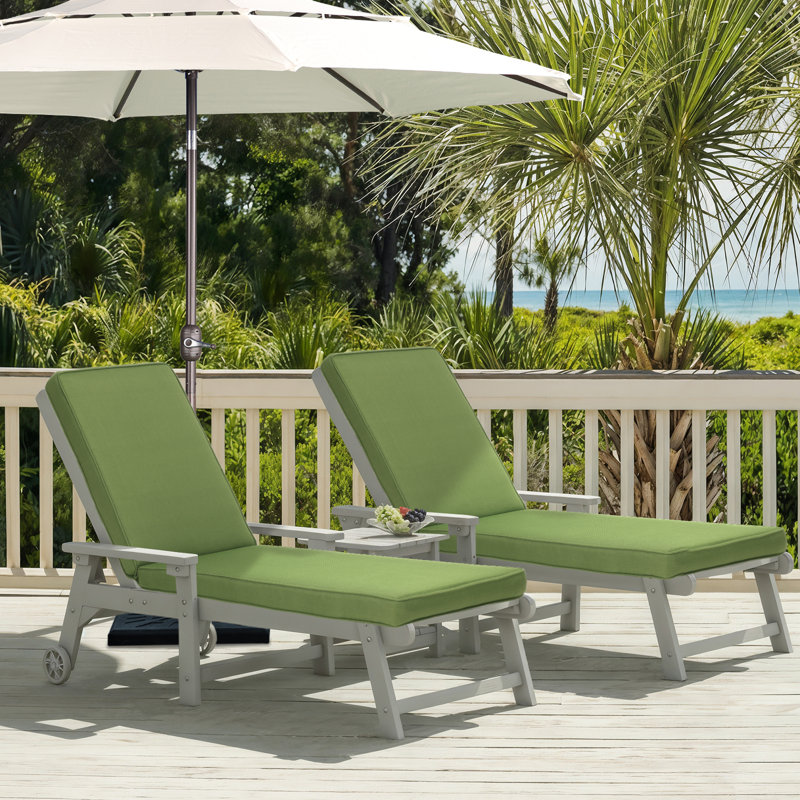 Ensemble de 2 coussins de chaise longue d'extérieur avec attaches Aoodor, Vert foncé