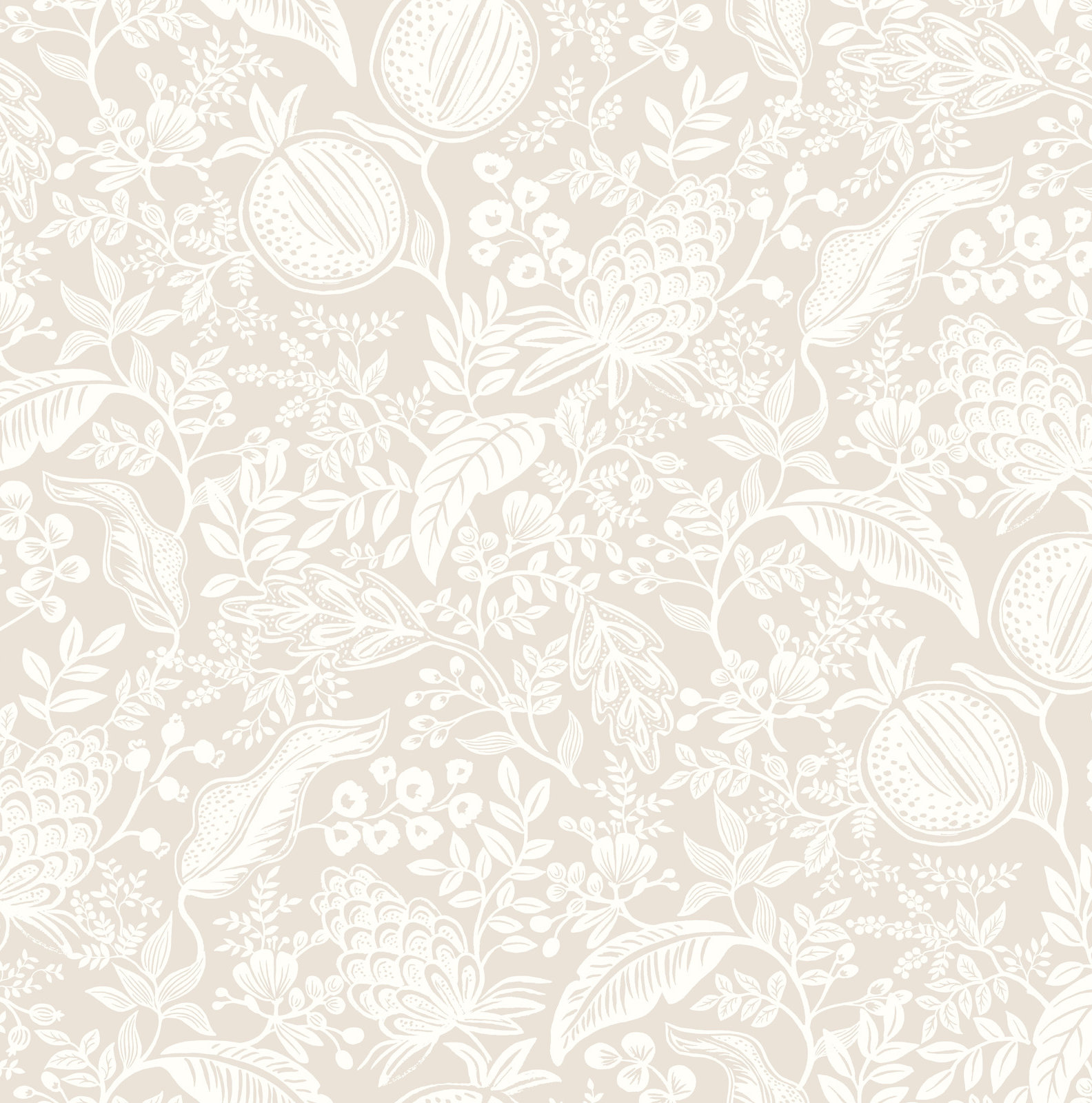 Pomegranate White Peel and Stick Wallpaper, Beige