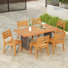 7-Piece Modern Coastal Acacia Wood & PE Wicker Patio Dining Set