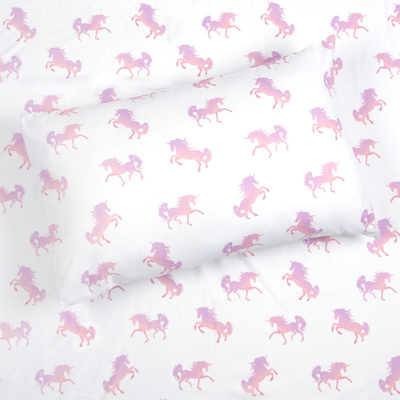 Transom Microfiber Galaxy Unicorn Sheet Set, Twin Sheet Set + Fitted Sheet + 1 Pillowcase