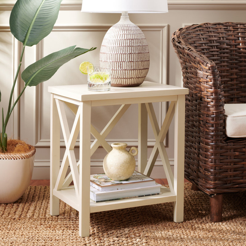 Paignt Solid Wood End Table, Barley