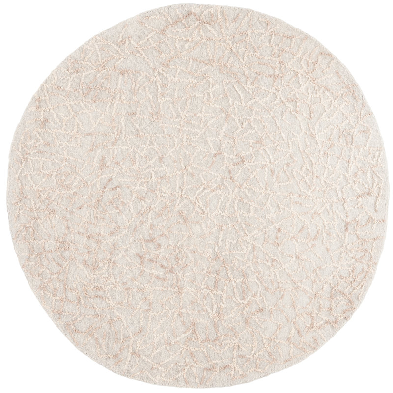 Ostara Hand Tufted Wool/Cotton Abstract Rug in Beige/Gray, Round 6'