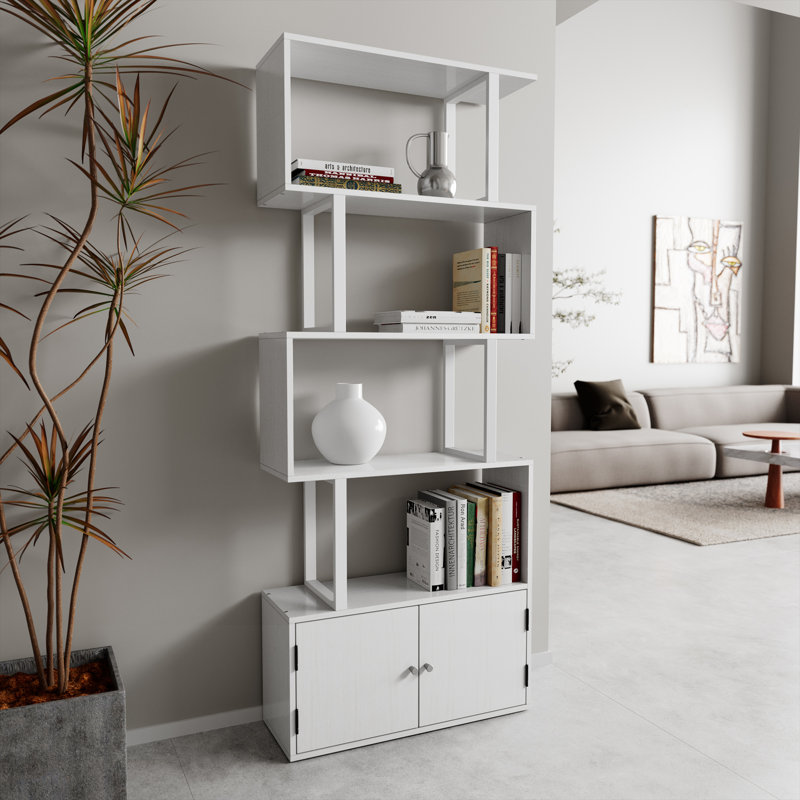 Urbain 174.5cm H x 70cm W Geometric Bookcase, White
