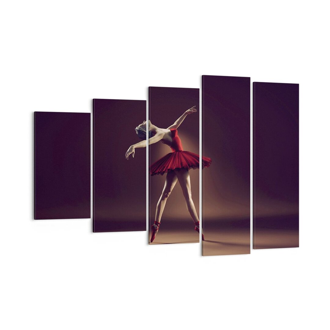 5-tlg. Leinwandbilder-Set Ballerina Red Dress