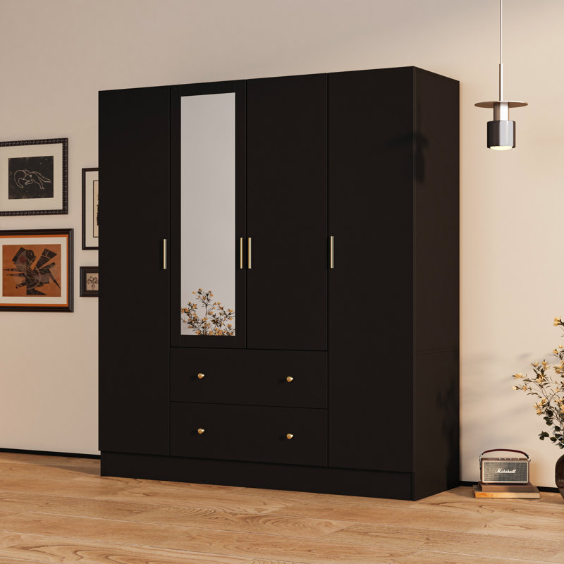 Armoire 4 portes, Noir mat