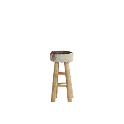 Upholstered Counter Stool with Solid Wood Frame