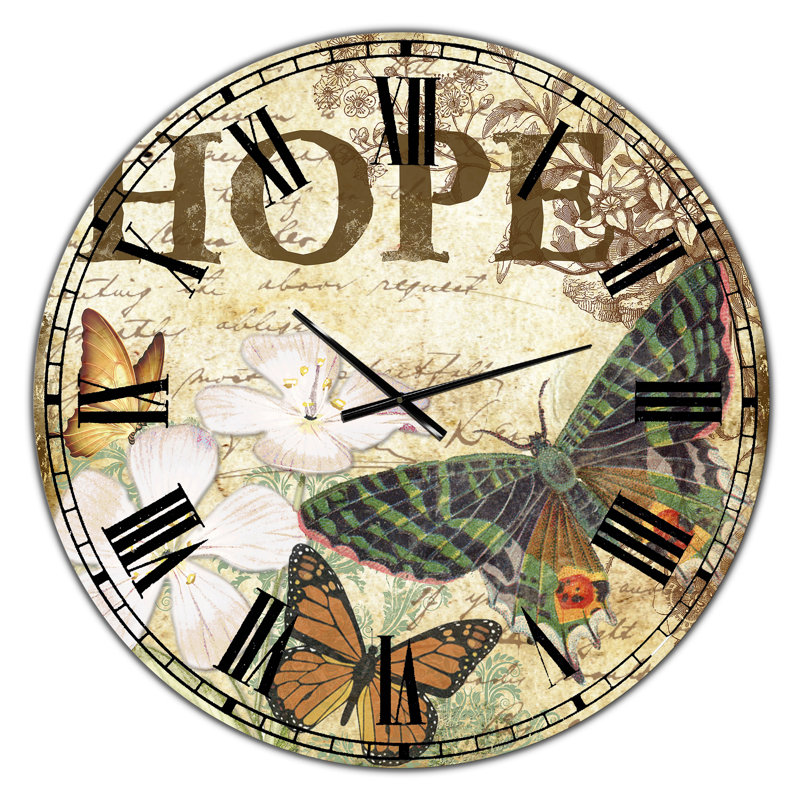 Horloge murale Inspirational Butterflies Hope, Moyen