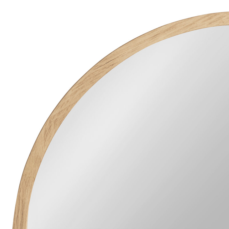 Miroir rond en bois manufacturé Shivai, Naturel