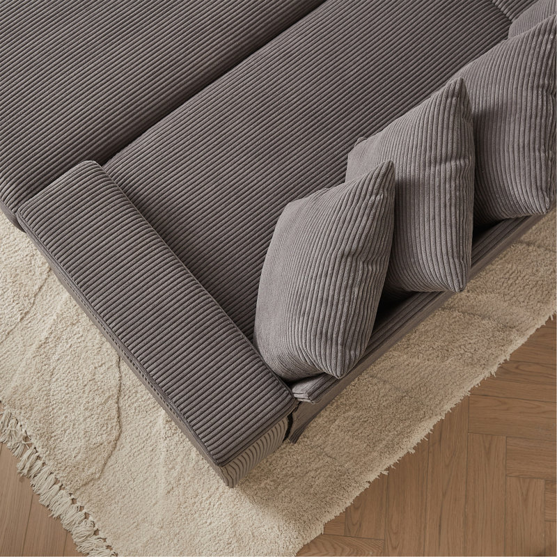 Canapé en L surdimensionné avec méridienne Luxe, Velours côtelé gris