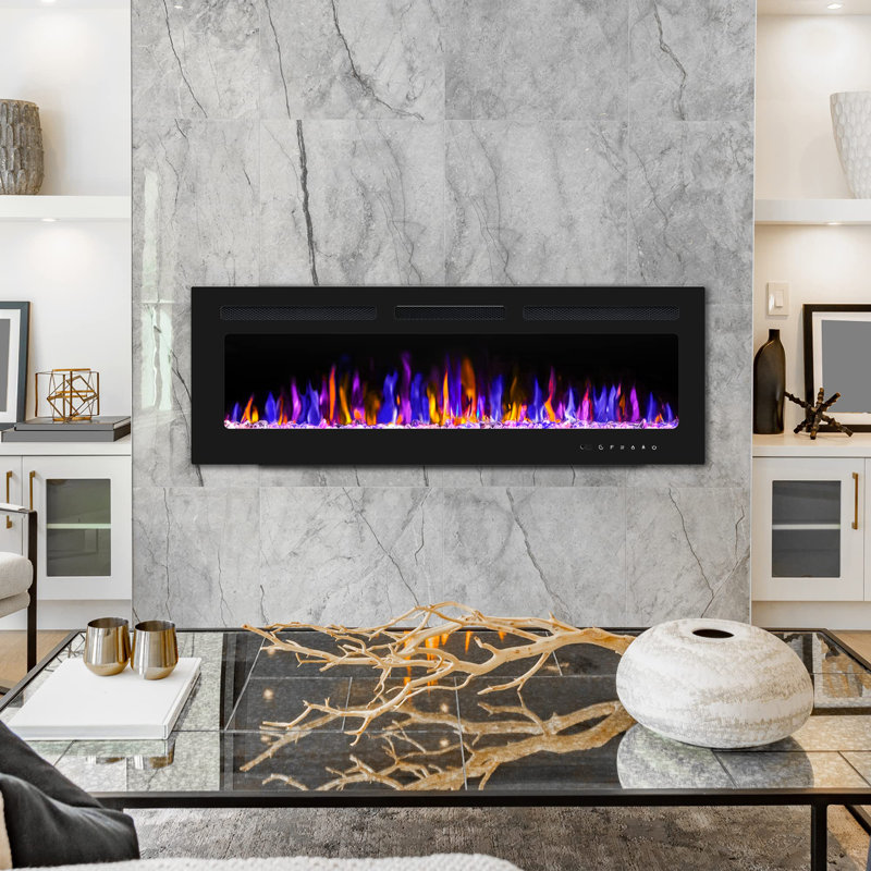 Electric Fireplace Wall Mounted, 17" H x 68" W x 4" D
