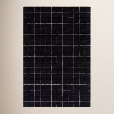 Mallory Hand-Woven Marine Blue Checkered Rug