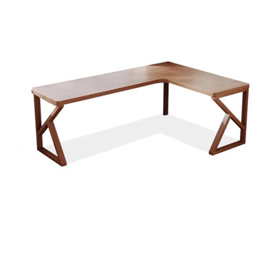 62.99" Walnut L-Shaped Solid Wood desks