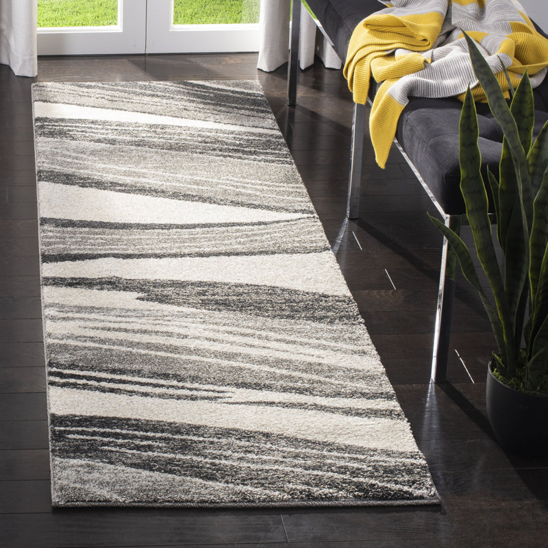 Tapis gris clair / ivoire Juno, Tapis de couloir 2 pi 3 po x 11 pi