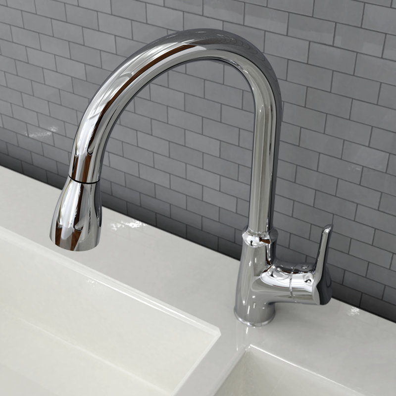 Robinet de cuisine à poignée simple avec verrouillage rapide et accessoires Belanger, Chrome poli