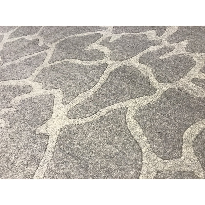 Tapis gris et ivoire noué à la main de haute qualité