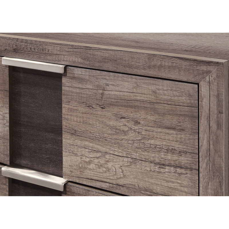 Table de chevet rustique à finition brune avec deux tiroirs pour la perfection dans la chambre à coucher, Brun