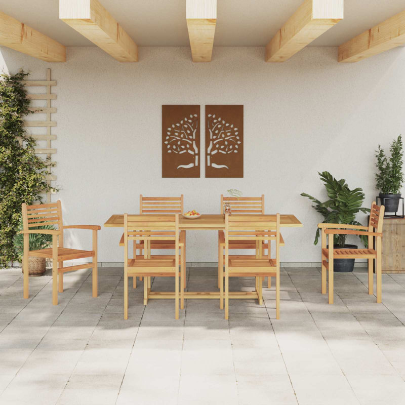 Vidaxl Garden Dining Set Brown Solid Teak Wood Outdoor Patio Terrace Furniture