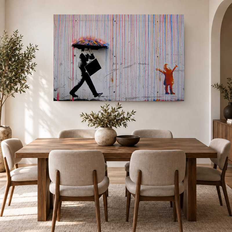 «Colored Rain Street», impression sur toile urbaine moderne, 16" H x 24" W