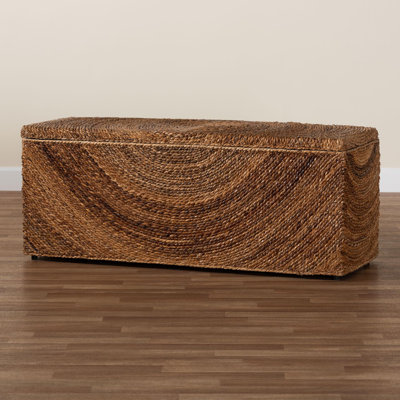 Bali & Pari Verino Handwoven Seagrass Storage Bench With Removable Lid – Rustic Wicker Trunk Chest For Entryway, Living Room, Or Bedroom Organization