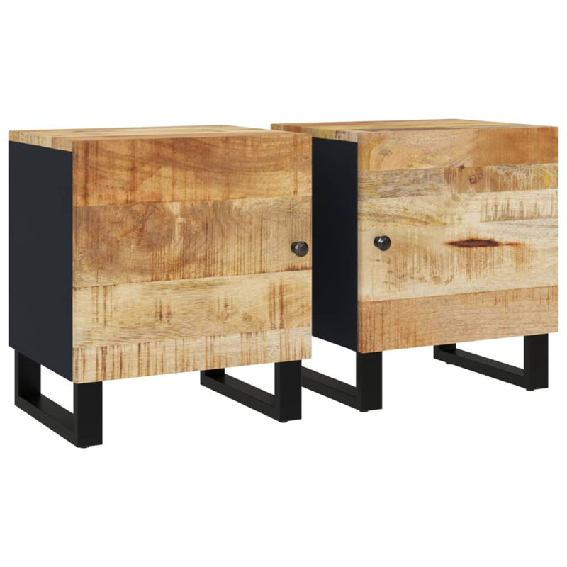 Kempler Iron Nightstand, Wood Mango, Ensemble de 2