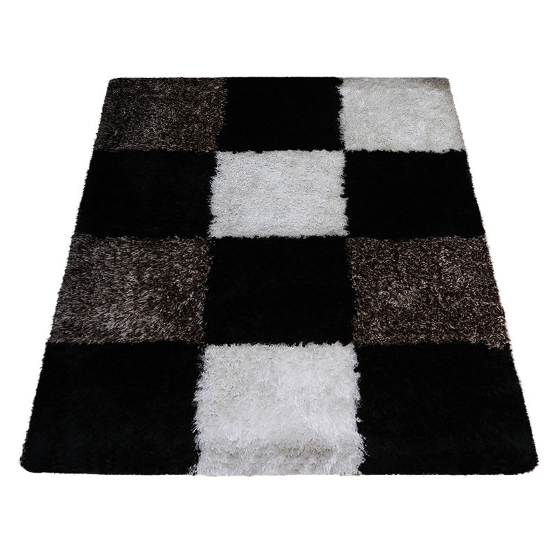Tapis en polyester à poils longs touffeté à la main Bhhatu - Rectangle | Multicolore | Conception géométrique | Tapis de salon, chambre à coucher