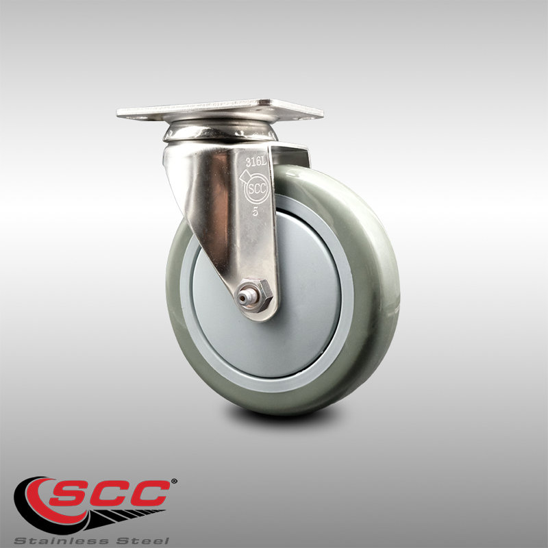 Polyurethane Swivel Top Plate Caster, Gray