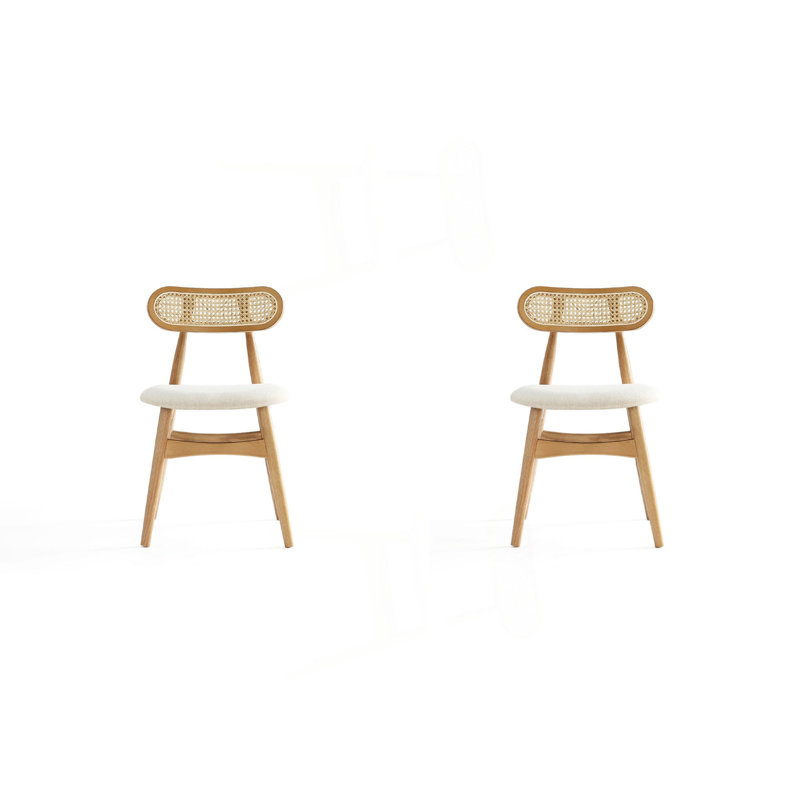 Ensemble de 2 chaises de salle à manger, Crème, Naturel