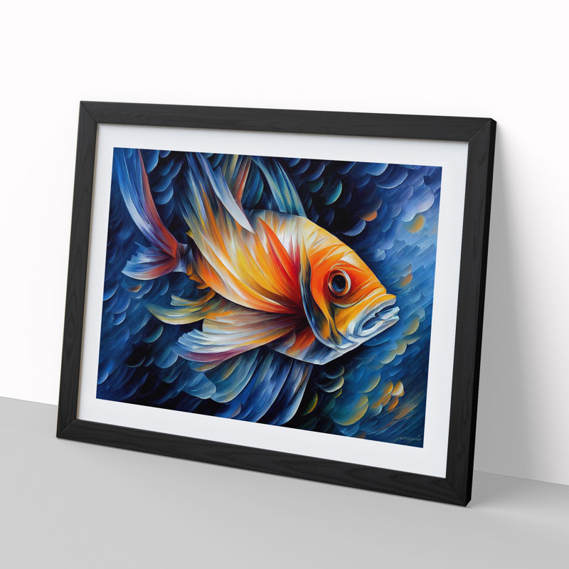 Awesome Fish - Framed Print, Black, 46cm H x 64cm W x 2cm D