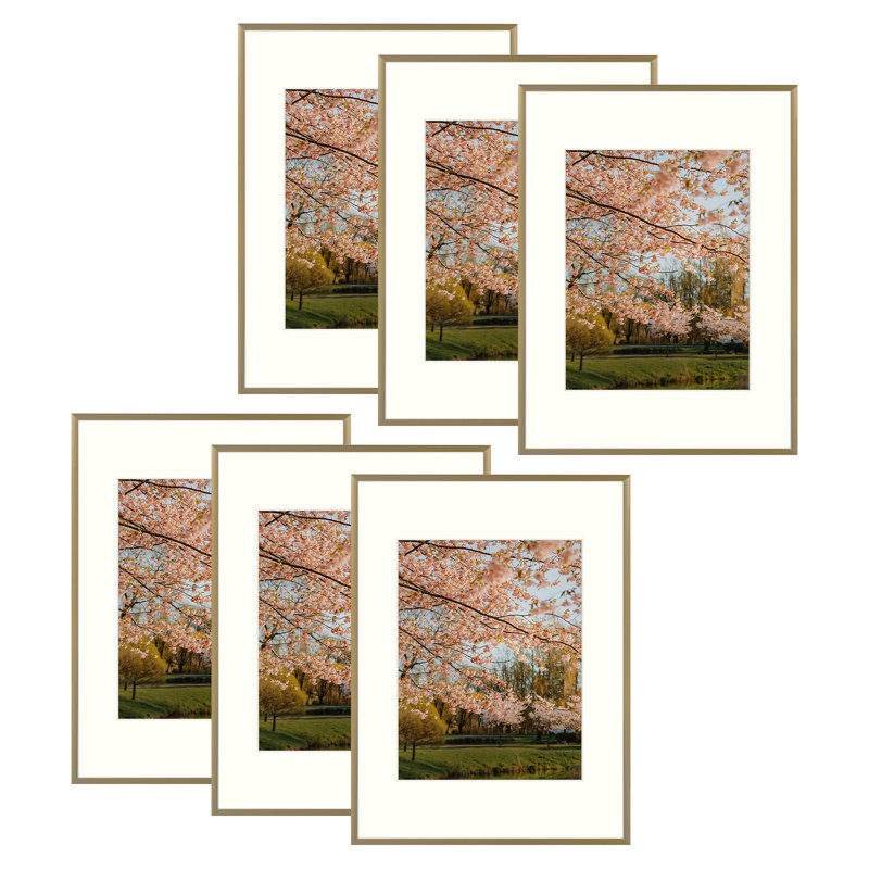 Ensemble de cadres photo Drennon, Or, 12 po x 16 po emmêlé à 8,5 po x 11 po