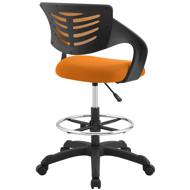 Thrive 25" Orange Mesh Swivel Drafting Chair with Plastic Frame