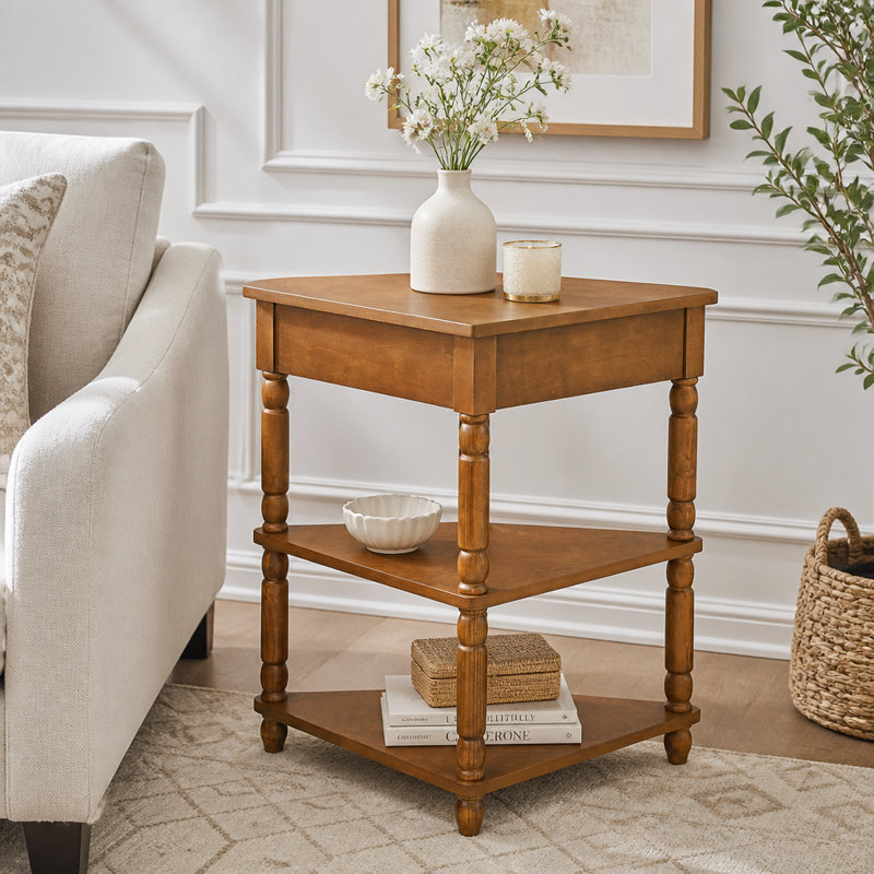 Petite table d'angle 33,8 po, Brun