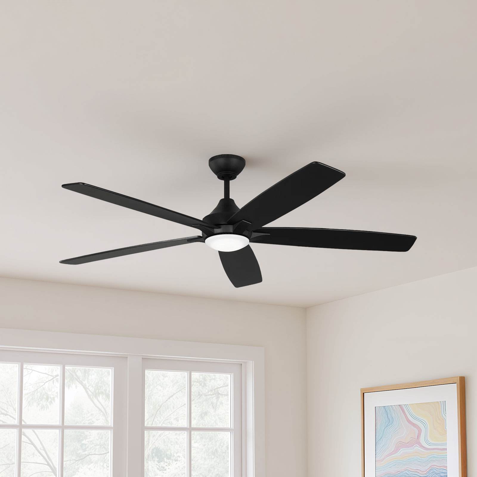 Lise 60'' 5 Blade Ceiling Fan with LED Light Kit, Midnight Black