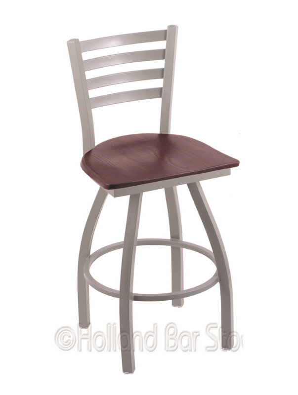 Tabouret de bar pivotant de 30" Evers, Chêne cerisier foncé, Nickel anodisé