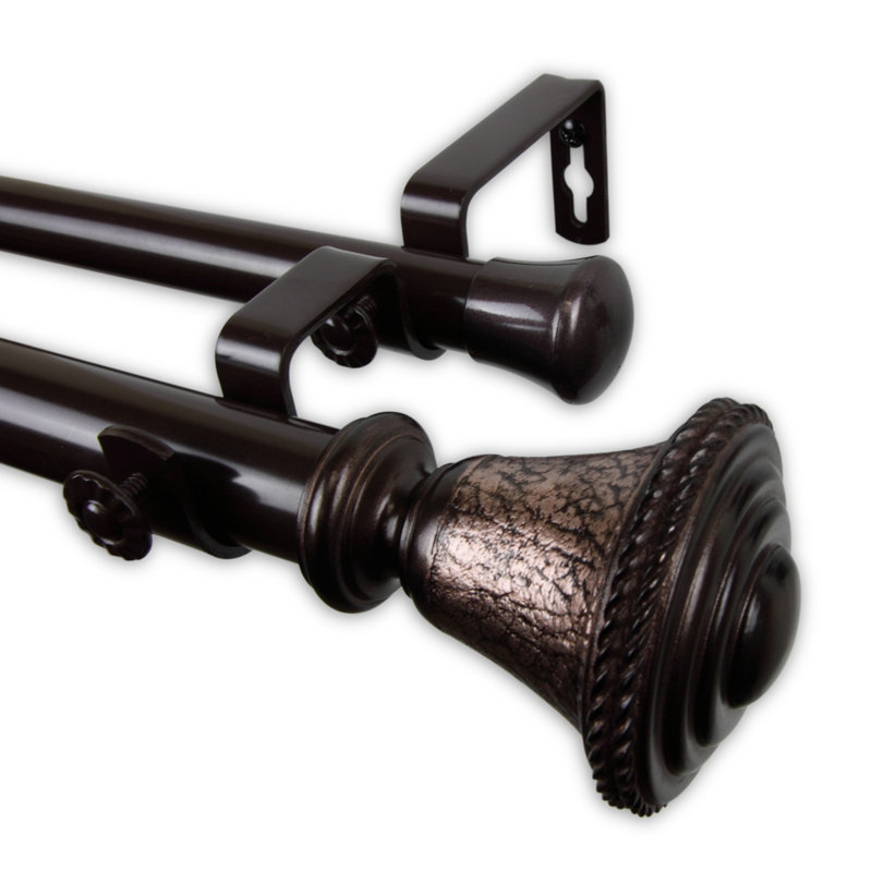 Tringle à rideaux double Kemmentn, 28 po à 48 po, Bronze