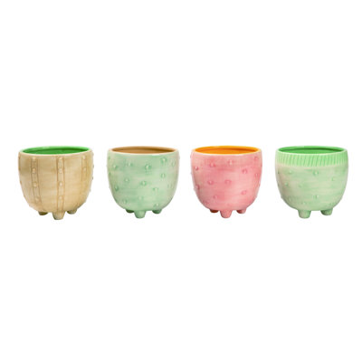 Ensemble de 4 pots de fleurs à pied moyen en céramique