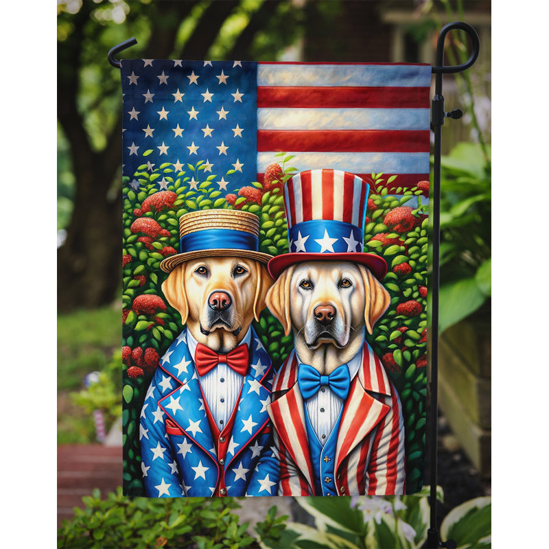 Drapeau All American Garden, Étoile bleue / Labrador Retriever à rayures roug