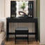 Ensemble coiffeuse avec tabouret et miroir Davisboro-401977709